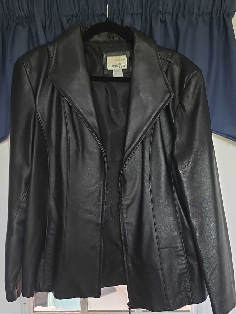 East 5th BlackLeather Jacket with Tailored Panels